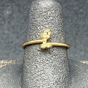 L Initial Monogram Ring As Is Size 7 Rhinestone Gold Band Name Retro Classic